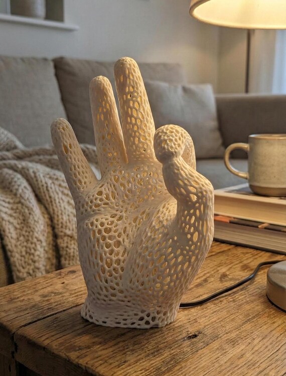 Hand Sculpture Lamp, OK Sign & Zen Mudra, 5" or 12", shown in listing image 4 with additional visible details or options.