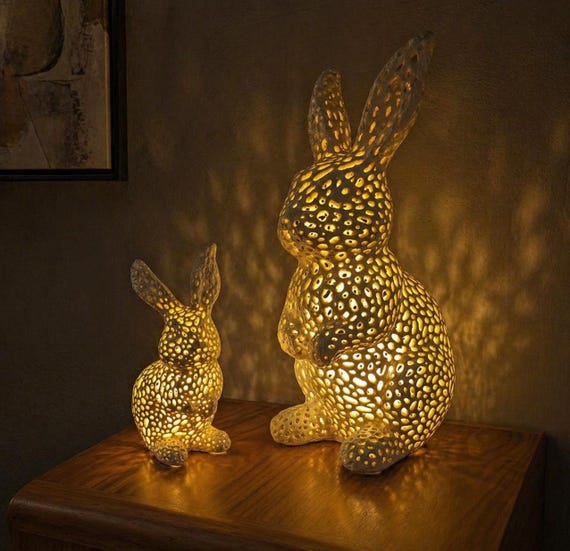 Voronoi Bunny Lamp - Multiple Sizes - Woodland Nursery Night Light