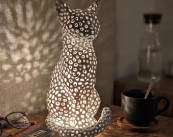 Boho Cat Accent Lamp, many colors available, Geometric Nursery Night Light, Geometric Pet, Gift for Cat Lovers, Minimalist Sculpture