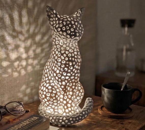 Boho Cat Accent Lamp, many colors available, Geometric Nursery Night Light, Geometric Pet, Gift for Cat Lovers, Minimalist Sculpture