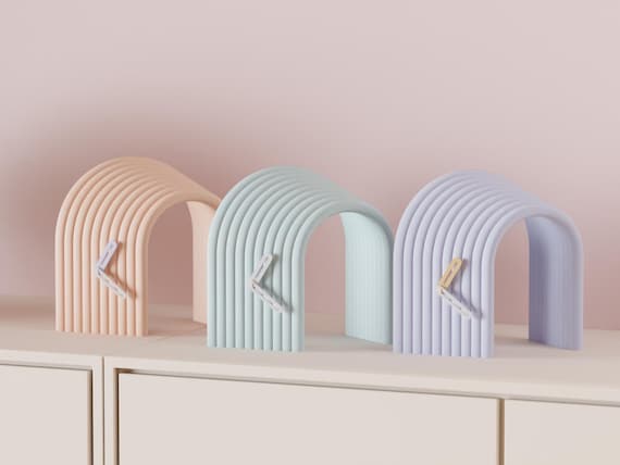 Arcspan Sculptural Desk Clock, Modern Matte Timepiece, Colorful Home Decor, Housewarming Gift