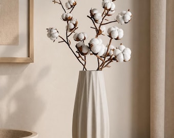 Loomrise Tall Ribbed Vase, Modern Matte Flower Vessel, Minimalist Dried Floral Holder, 5 Heights, 25 Colors