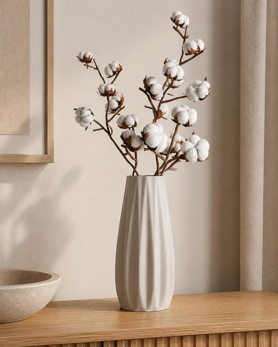 Loomrise Tall Ribbed Vase, Modern Matte Flower Vessel, Minimalist Dried Floral Holder, 5 Heights, 25 Colors