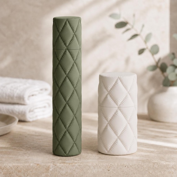 Cloudquilt Travel Case Collection, Quilted Toothbrush Holder and Compact Essentials Container, 25 Matte Colors