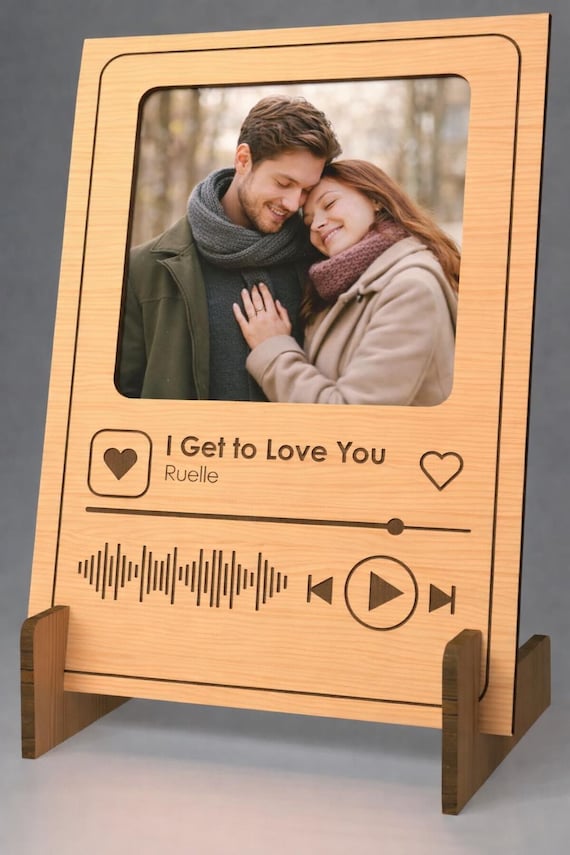 Custom Song Plaque with Photo Slot – Personalized Music Frame Gift for Couples, shown in listing image 4 with additional visible details or options.