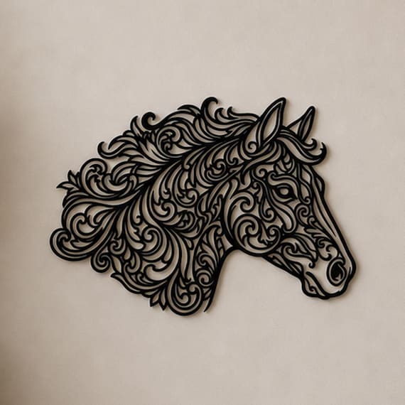 Ornate Horse Filigree Wall Art, Ornate Animal Wall Decor, 12 Inch Unframed Sculpture