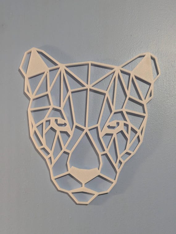 Geometric Panther Wall Art: 1/2" thick relief art, multiple colors, ready to hang, shown in another listing view highlighting visible design details.