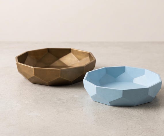 Facet Catchall Bowl – Modern Geometric Organizer – Entryway Tray – 6" or 10" Size