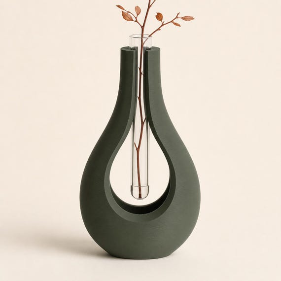 AerialArc Floating Stem Vase Holder, Sculptural Single Flower Display, 0.59 in Tube Stand, Tube Not Included, 25 Matte Colors