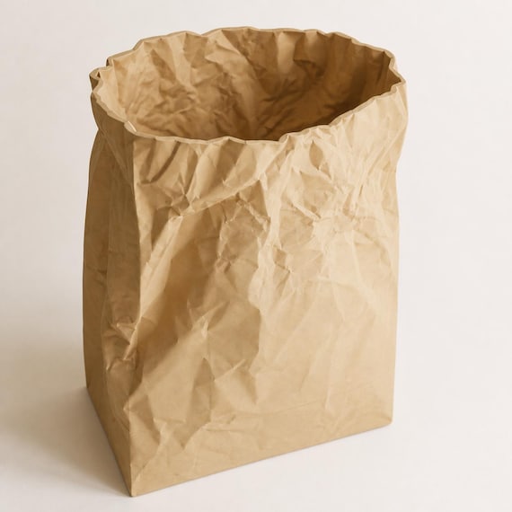 Close-up of the empty Large PaperMuse storage bin showing its irregular open rim and interior