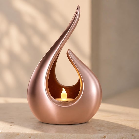 Emberveil LED Tealight Holder, Sculptural Flame Candle Stand, Modern Ambient Light Decor, Basic and Silk Colors