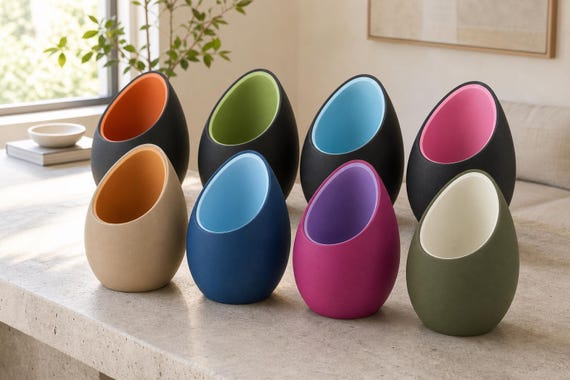 Close-up group scene showing all eight CovePod matte colorways together in a real interior