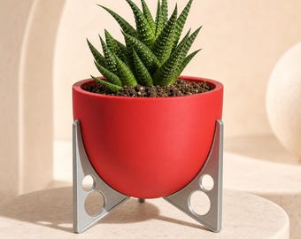 Retro Futuristic Tripod Planter, Custom Two-Tone Plant Pot, 4 to 8 Inch Atomic Space Age Indoor Planter, Modern Plant Lover Gift