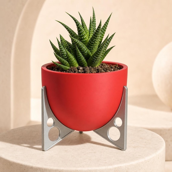 Retro Futuristic Tripod Planter, Custom Two-Tone Plant Pot, 4 to 12 Inch Atomic Space Age Indoor Planter, Modern Plant Lover Gift