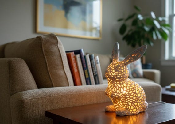 Voronoi Bunny Lamp - Multiple Sizes - Woodland Nursery Night Light, shown in listing image 4 with additional visible details or options.