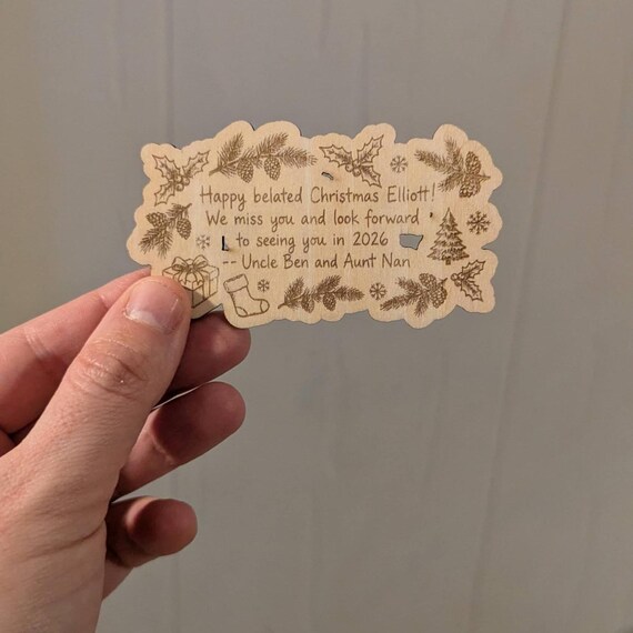 ADD-ON ONLY Wood Gift Message Personalized Note - Engraved Wood Tag - Custom Gift Card - Wood Magnet Gift, shown in listing image 4 with additional visible details or options.