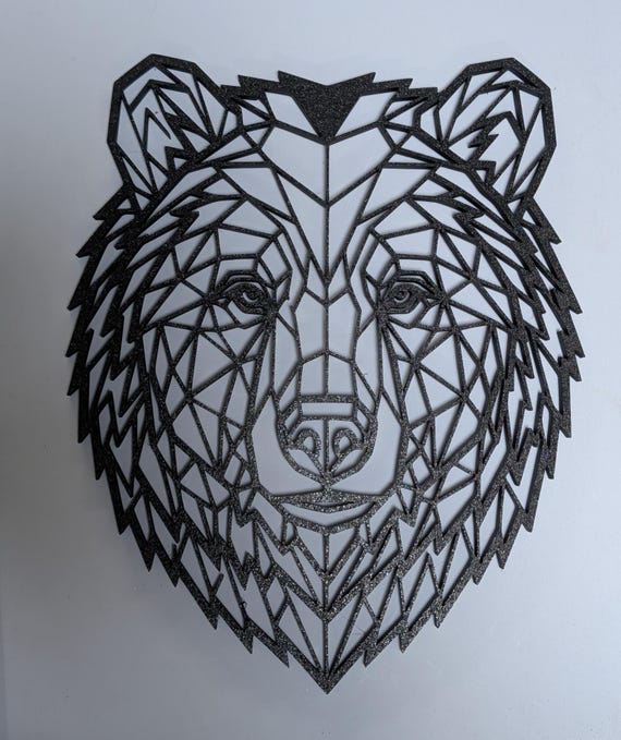 Geometric Bear Head: 1/2" thick relief art, multiple colors, ready to hang, shown in listing image 6 with additional visible details or options.
