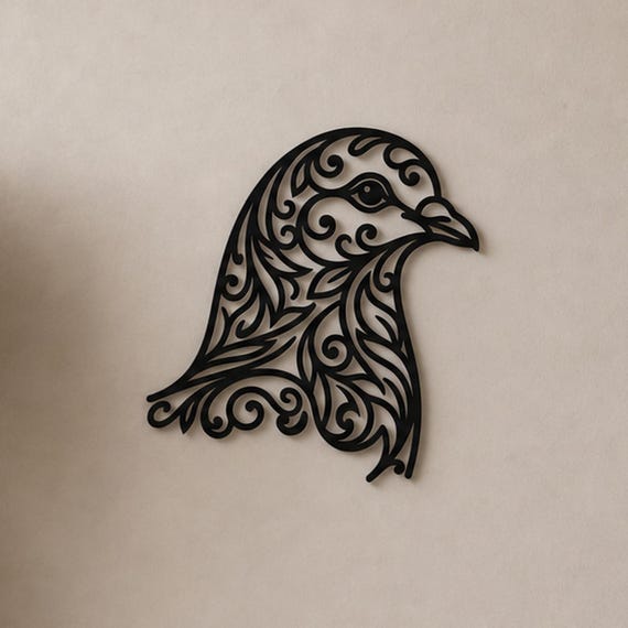 Falcon Head Filigree Wall Art, Ornate Animal Wall Decor, 12 Inch Unframed Sculpture
