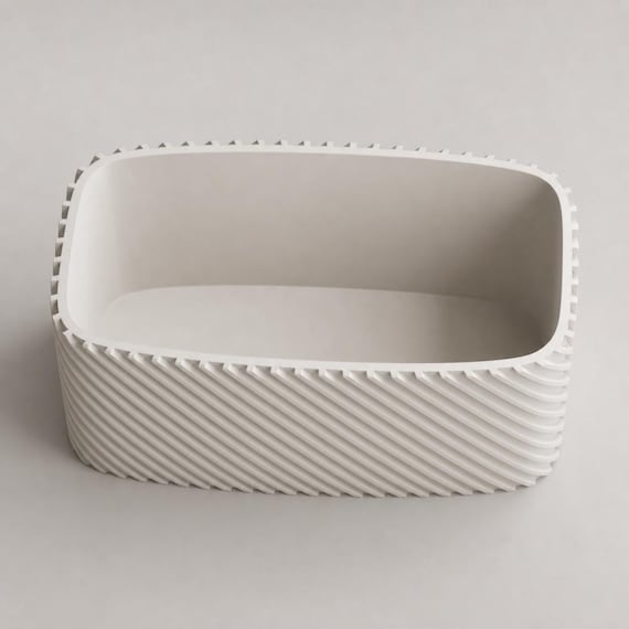 Ivory White Driftline planter viewed from above showing its broad smooth interior