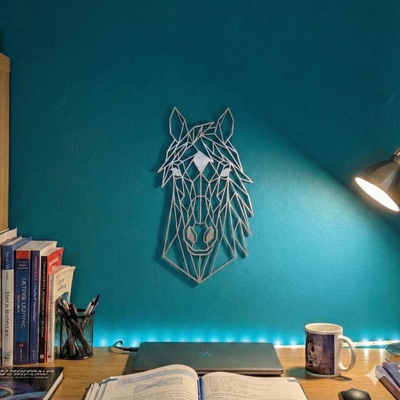 Geometric Horse Wall Art: 1/2" thick relief art, multiple colors, ready to hang, shown in listing image 5 with additional visible details or options.