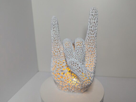 Voronoi Rock On Hand Accent Lamp: Music Room Decor, Custom Color Options, shown in another listing view highlighting visible design details.
