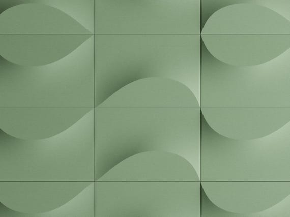 Front close-up of a green TideFold tile arrangement with alternating relief directions