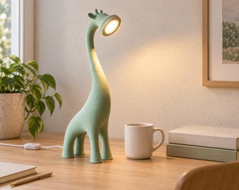 Canopy Giraffe Lamp, Wired USB LED or Battery Tea Light, Solid Color Sculptural Table Decor