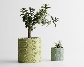 ArcEcho Patterned Planter, Raised or Recessed Arch Indoor Plant Pot, Modern Succulent Holder, 4 Sizes, 25 Matte Colors