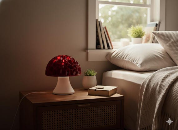 Mushroom Accent Light (multiple color options), USB Powered Voronoi Nightlight, shown in another listing view highlighting visible design details.