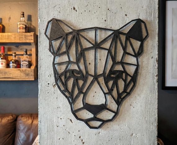 Geometric Panther Wall Art: 1/2" thick relief art, multiple colors, ready to hang