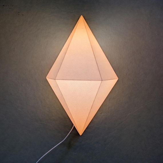 Flying Diamond Wall Light, USB LED or Battery Tealight, Geometric Floating Sconce, Custom Color