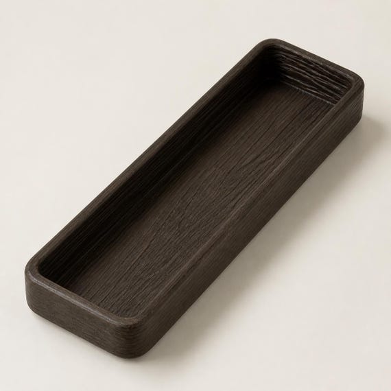 Timberfold Valet Tray, Wood Grain Catchall Dish, Long Entryway Key Organizer, Modern Desk Storage, Espresso Brown