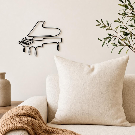 Travel Dreams Continuous Line Wall Art, 12 Inch Minimalist Wall Sculpture, Modern Home Decor, Custom Color