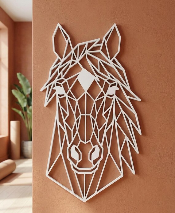 Geometric Horse Wall Art: 1/2" thick relief art, multiple colors, ready to hang