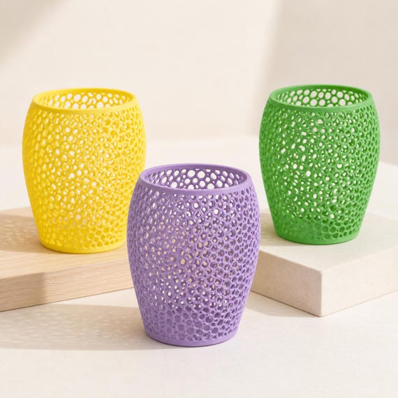 Perforated Mesh Organizer Cup, Custom Color Pencil Holder, Toothbrush Holder, Desk and Bathroom Storage