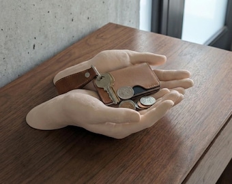 Cupped Hands Catchall Bowl - Artistic Entryway Key Holder, Modern Hand Sculpture & Jewelry Dish
