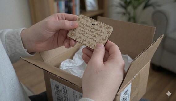 ADD-ON ONLY Wood Gift Message Personalized Note - Engraved Wood Tag - Custom Gift Card - Wood Magnet Gift, shown in listing image 6 with additional visible details or options.