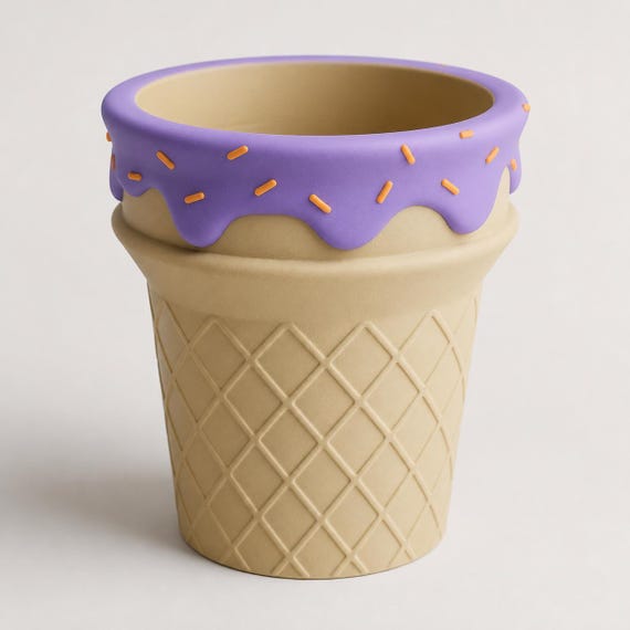 Three-quarter close-up of the empty Lavender Citrus ScoopBloom planter