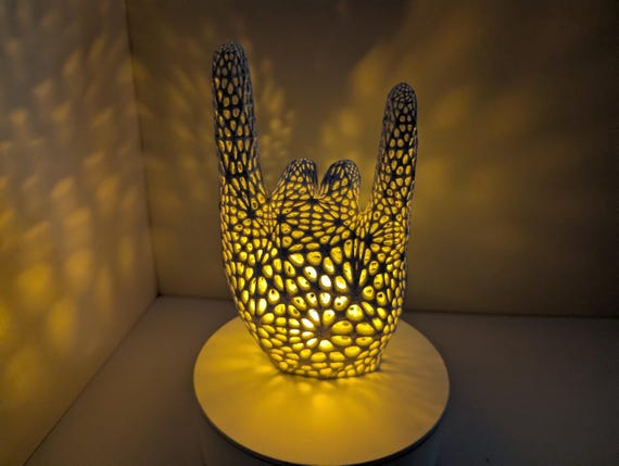 Voronoi Rock On Hand Accent Lamp: Music Room Decor, Custom Color Options, shown in listing image 6 with additional visible details or options.