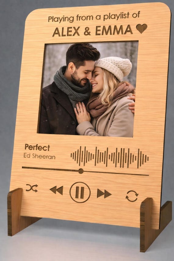 Custom Song Plaque with Photo Slot – Personalized Music Frame Gift for Couples, shown in listing image 5 with additional visible details or options.