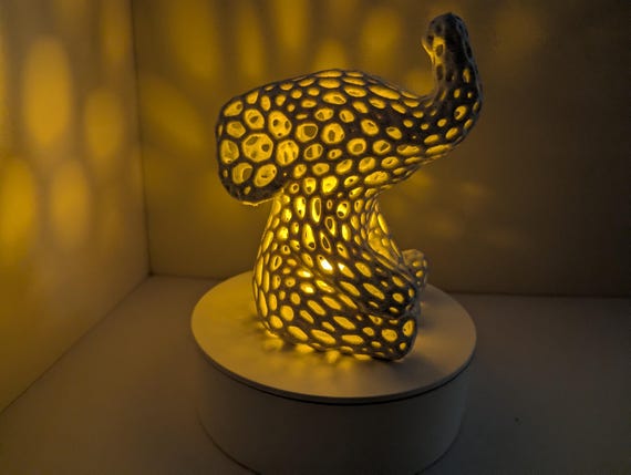 Voronoi Elephant Accent Lamp: Modern Nursery Decor, Whimsical Desk Lamp, shown in listing image 6 with additional visible details or options.