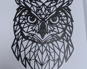 Geometric Owl Wall Art: 1/2" thick relief art, multiple colors, ready to hang
