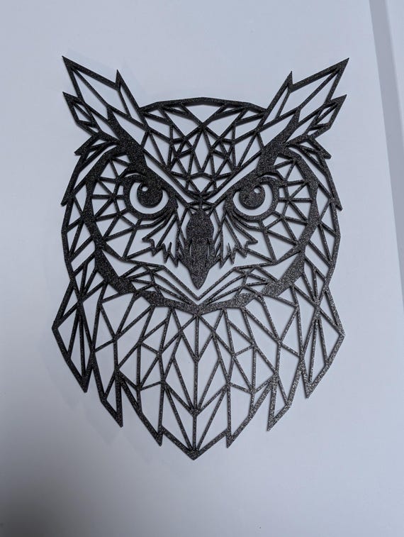Geometric Owl Wall Art: 1/2" thick relief art, multiple colors, ready to hang