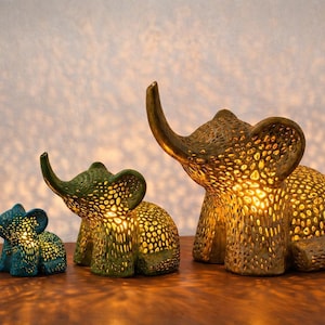 Boho Elephant Accent Lamp, Geometric Nursery Night Light, Wildlife Home Decor, Zen Gift, Elephant Lover Decor, Unique Bedside Lamp
