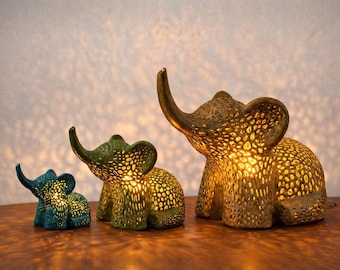 Boho Elephant Accent Lamp, Geometric Nursery Night Light, Wildlife Home Decor, Zen Gift, Elephant Lover Decor, Unique Bedside Lamp