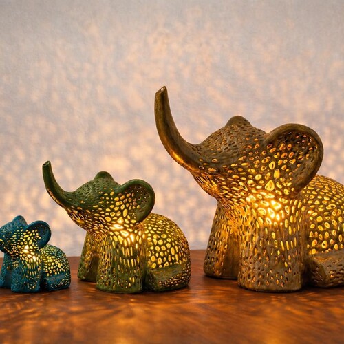 Lampe d'appoint éléphant bohème, veilleuse géométrique pour chambre d'enfant, décoration animalière, cadeau zen, décoration amateur d'éléphants, lampe de chevet unique