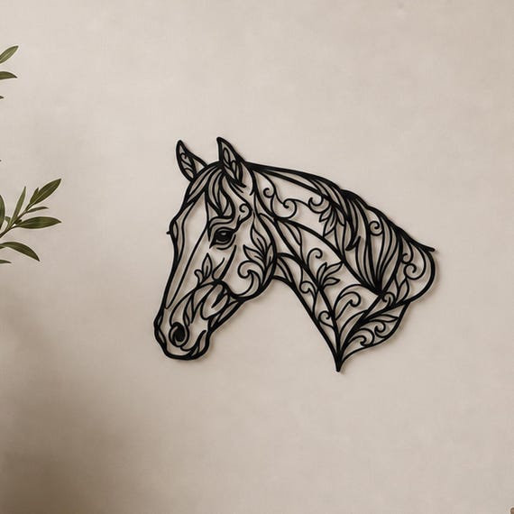 Horse Profile Filigree Wall Art, Ornate Animal Wall Decor, 12 Inch Unframed Sculpture