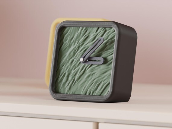 Meadowgrain Textured Desk Clock, Modern Matte Timepiece, Colorful Home Decor, Housewarming Gift