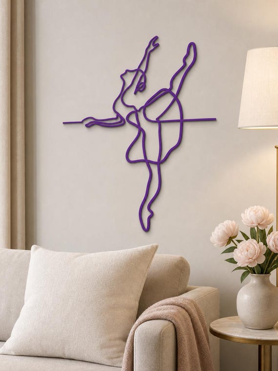 Ballet Dancer wall art in Purple in a contrasting showcase room