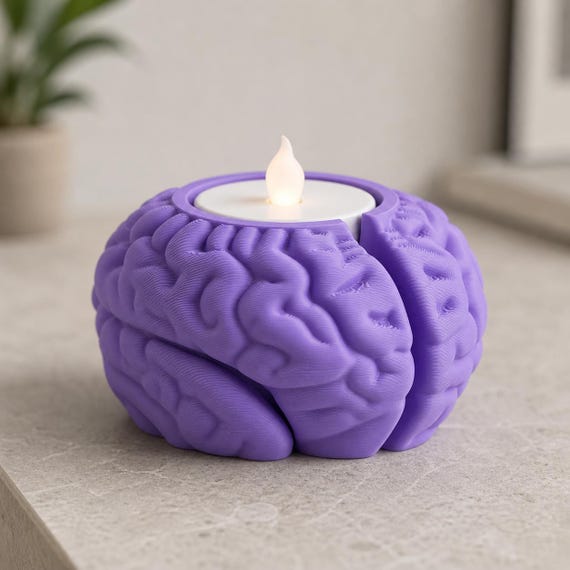 CortexHalo Brain LED Tealight Holder, Anatomical Candle Stand, Science Room Decor, Medical Office Gift, 25 Matte Colors